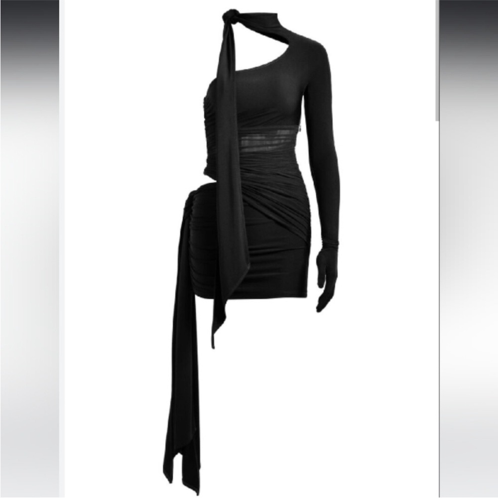 NWT Mugler x HM Limited Edition Gathered Black Mini Dress Size M
